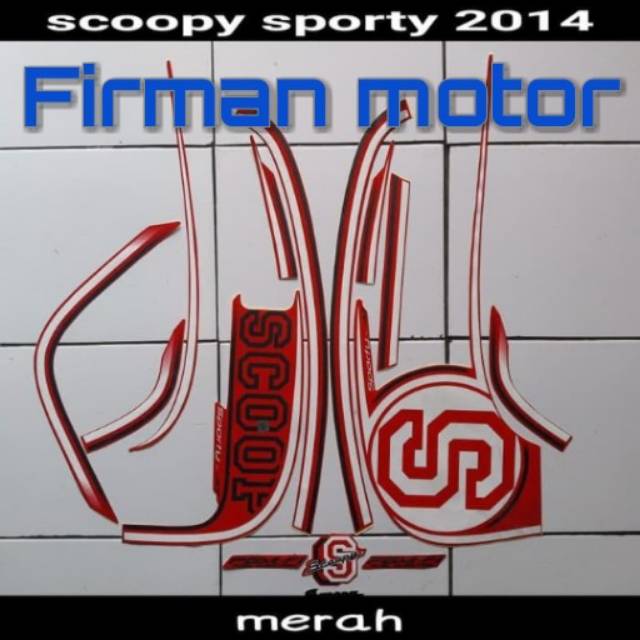 Stiker striping list body scoopy sporty 2014 merah