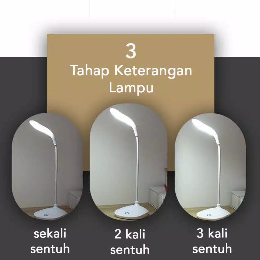 Lampu Belajar Meja Duduk Rechargeable Touch button Portable Charge Usb LED lamp V-002 Anak Sentuh