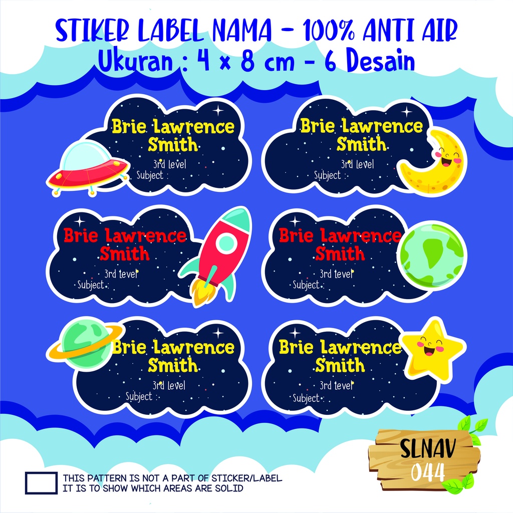 

sticker label nama anak kartun putri cute lucu princess super hero kupu-kupu SLNAV 044
