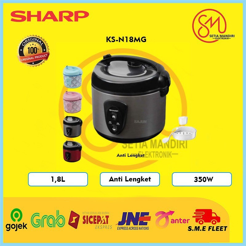 SHARP KSN18MG Rice Cooker 1.8 Liter 390 Watt KS-N18MG-SL/RD/PK/BL