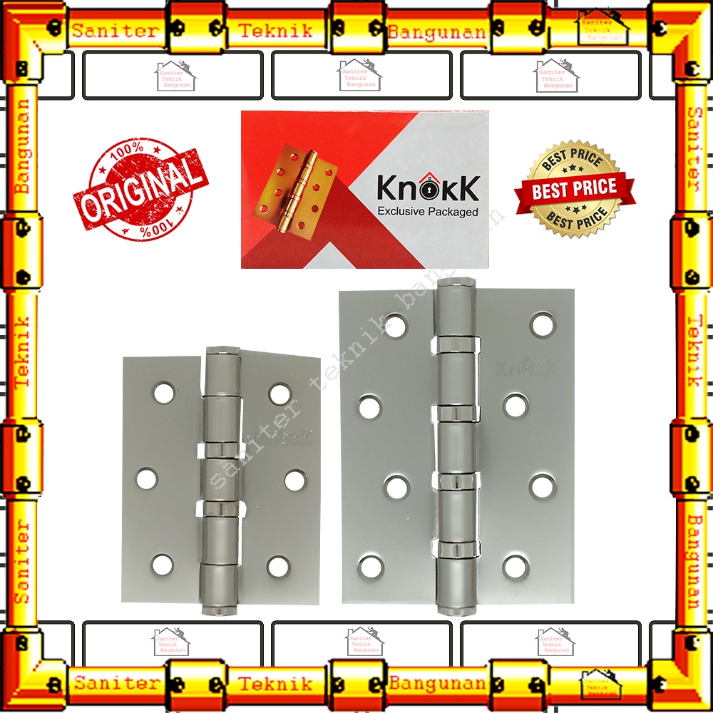 Engsel Tebal Plat Ukuran 3&quot; 4&quot; Inch Engsel Pintu Engsel Jendela Set Knokk