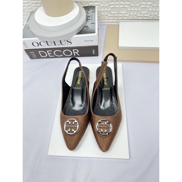 sepatu flatshoes tali belakang wanita terbaru kekinian  bahan satin 2cm LOUISDEAR B40