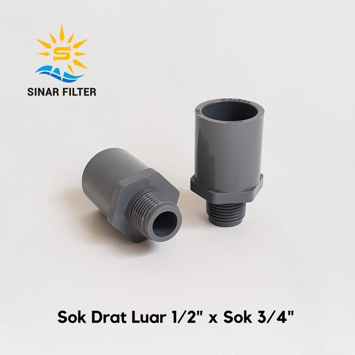 Sok Drat Luar 1/2" x Sok 3/4" AW Rucika