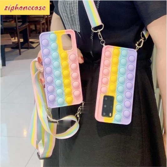 Pop It + Lanyard Rainbow Pop It Case Vivo Y11 Y12 Y12i Y12s Y15 Y15s Y17 Y19 Y1S Y20 Y20i Y20s Y21 Y