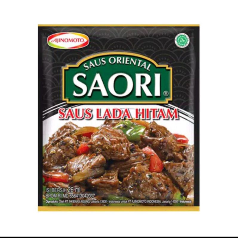 Saori Saus Lada Hitam saos oriental kemasan sachet 26 ml