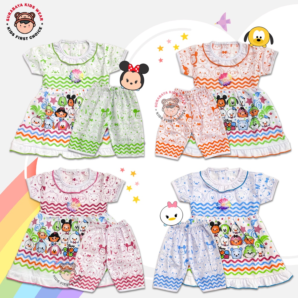 Setelan Kaos Anak Perempuan Motif Tsum - Tsum