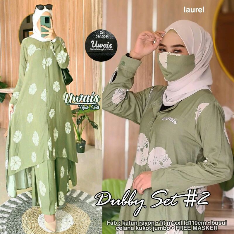 BAJU SETELAN KULOT DAN LONG TUNIK DUBBY SET UWAIS HIJAB CLOTH