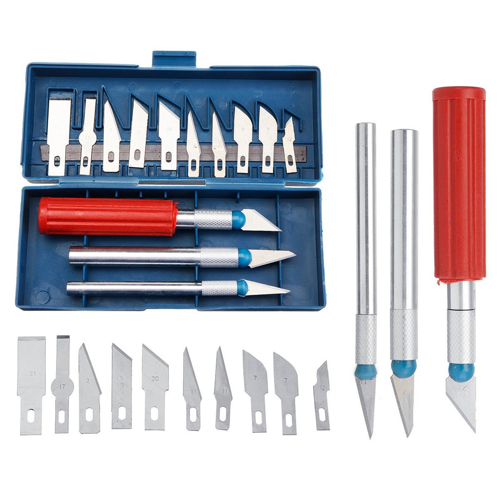

Pisau Ukir Kayu Seni set 13 in 1 Pisau Seni Kerajinan Crafting Knife 3 Handle
