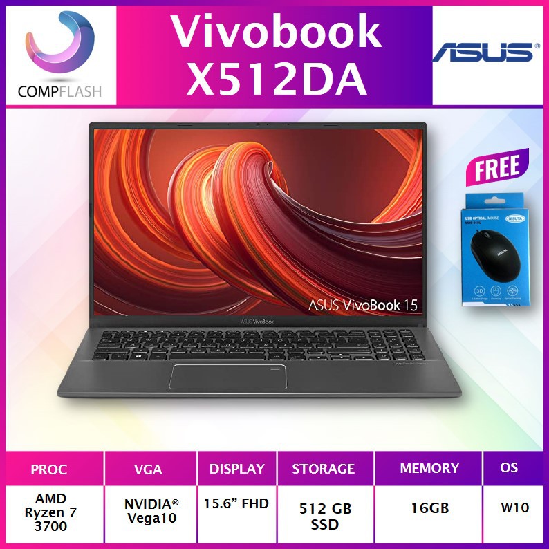 Asus Vivobook X512DA Ryzen 7 3700 16GB 512ssd Vega10 W10