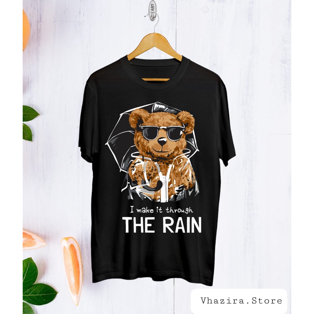 KAOS OVERSIZE BAJU DISTRO TEDY BEAR GRATIS TOPI  PRIA DAN WANITA THE RAIN