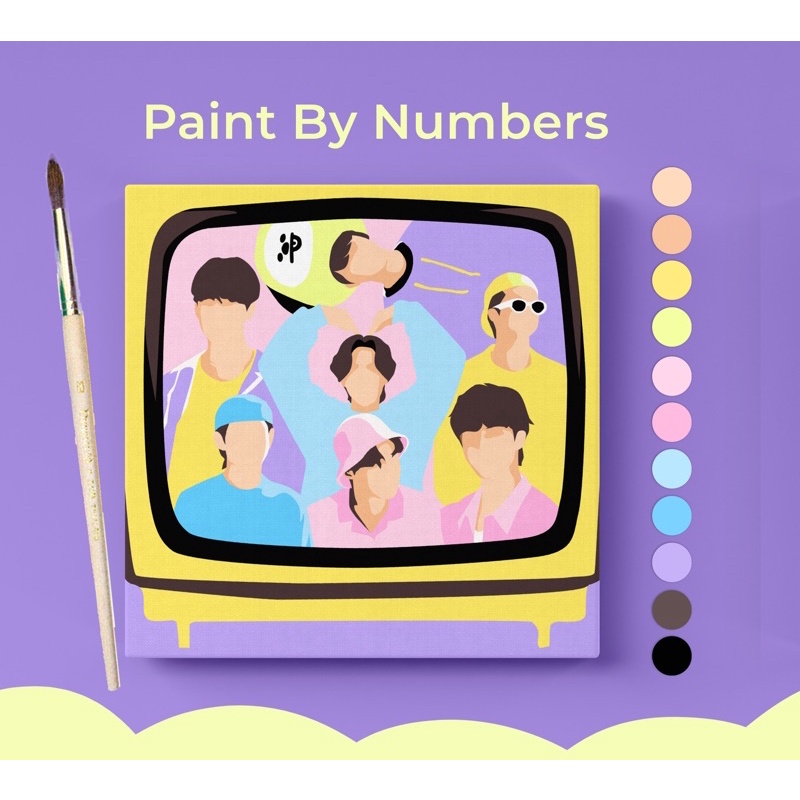 

Paint by Numbers kit BTS retro televisi warna pastel 20 x 20cm