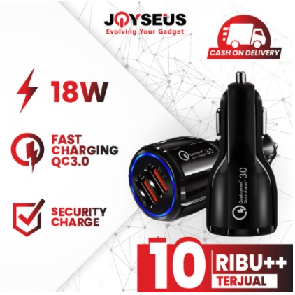 ✅COD Car Charger Colokan Mobil 2 Ports QC3.0 3.1A JOYSEUS Qualcomm Black