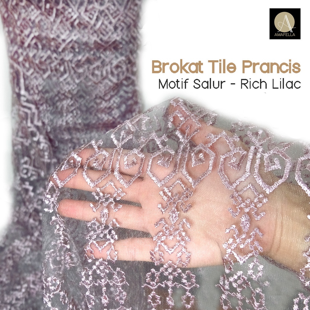 1/2 meter Kain Brokat Tile Prancis Bahan Kebaya Motif Salur