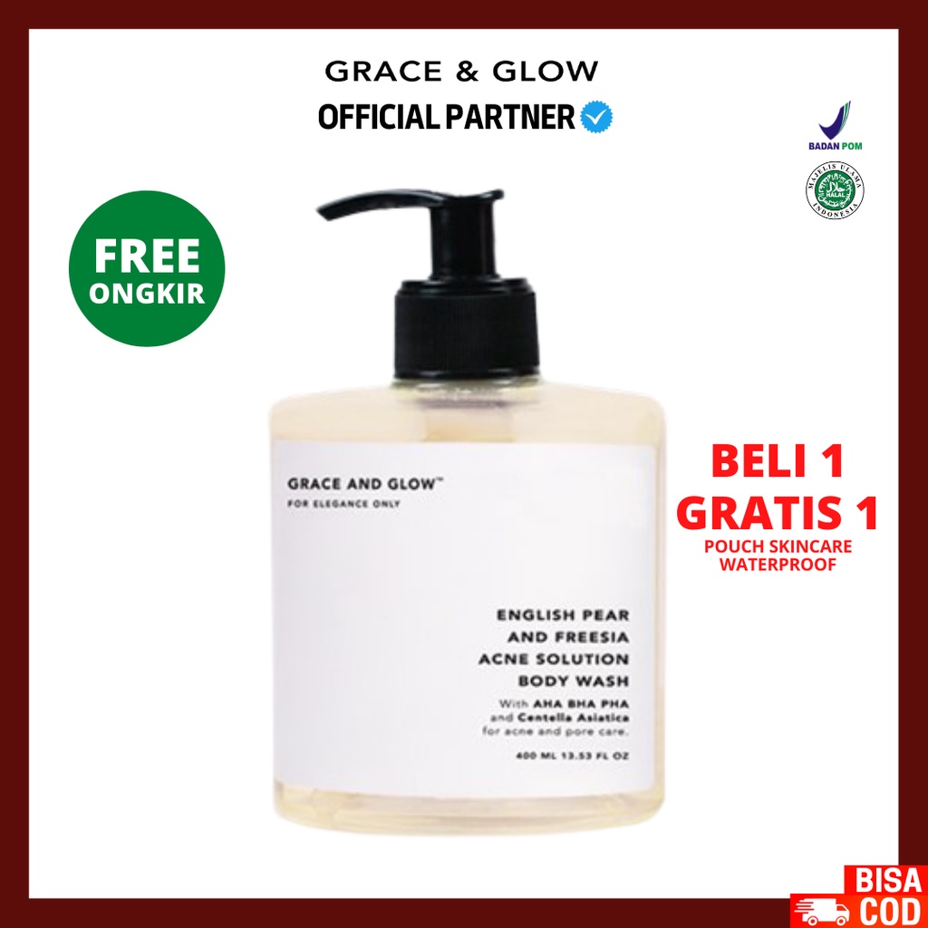 [ FREE GIFT ] Grace and Glow English Pear and Freesia Anti Acne Solution Body Wash 400ml