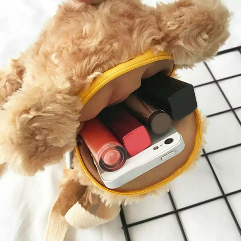 Tas Boneka Merangkul Tas Selempang Anak Masuk HP Bahan Bulu