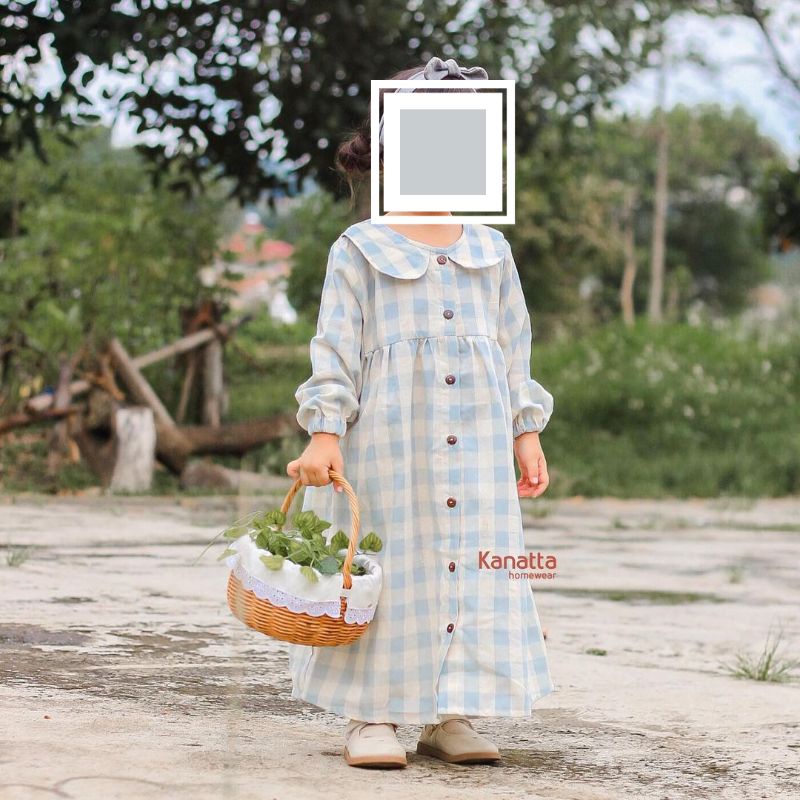 Raya Gingham Dress Anak/ Gamis Baju Anak Kotak-kotak Kanatta Homewear