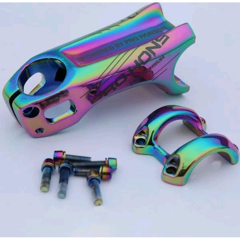 Stem Pro Honsun Rainbow Pelangi 90mm Full Color . MTB XC 9cm 90 mm Angle 17 Derajat Alloy Alumunium