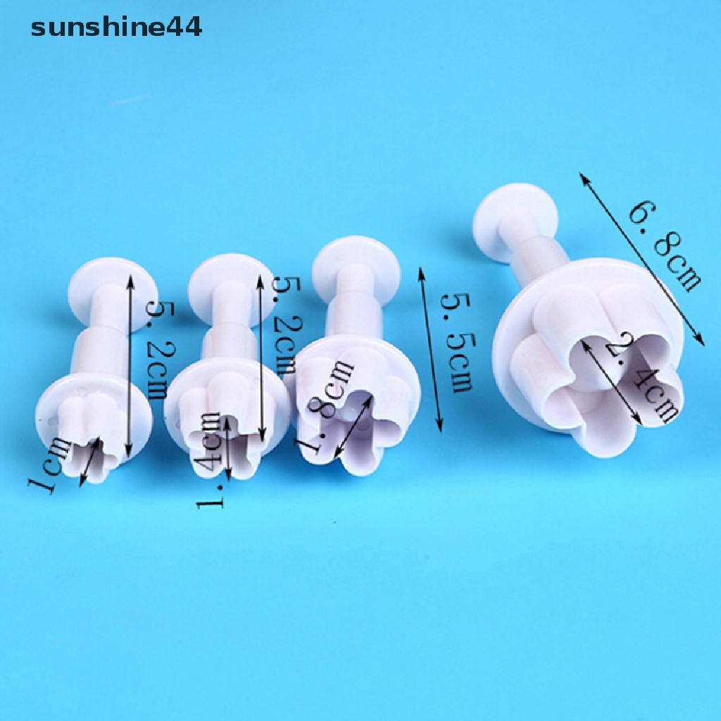 Sunshine 4Pcs / set Cetakan Kue / Biskuit Bentuk Bunga 3D DIY