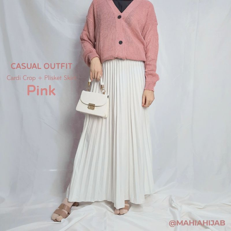 Crop Cardi Set Cardigan + Rok Plisket by mahiahijab murah OOTD , paket hemat , KOREAN STYLE,  Outfit Rajut, SETELAN LENGKAP , Part 2