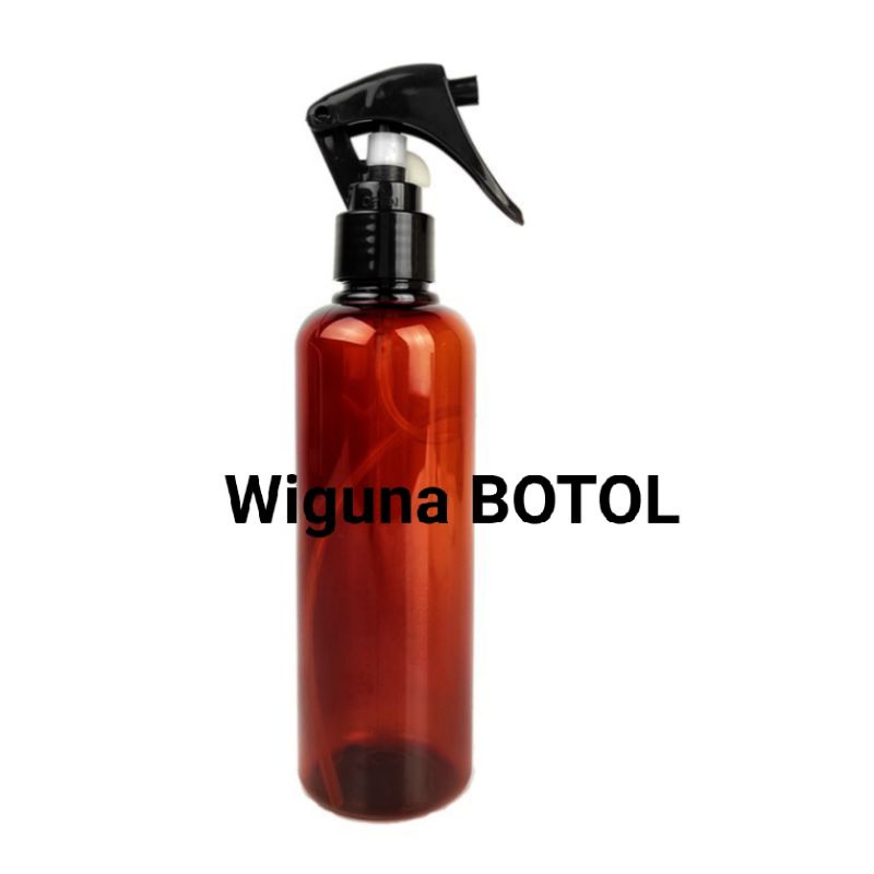 Botol spray 250 ml amber / Botol 250ml coklat Tutup Spray Triger Burung Hitam