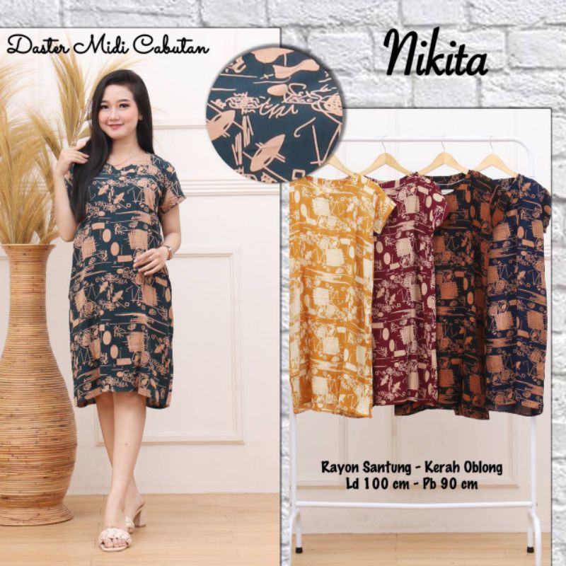 Daster midi/Daster Panjang Selutut Busui Kekinian Non Ruffle