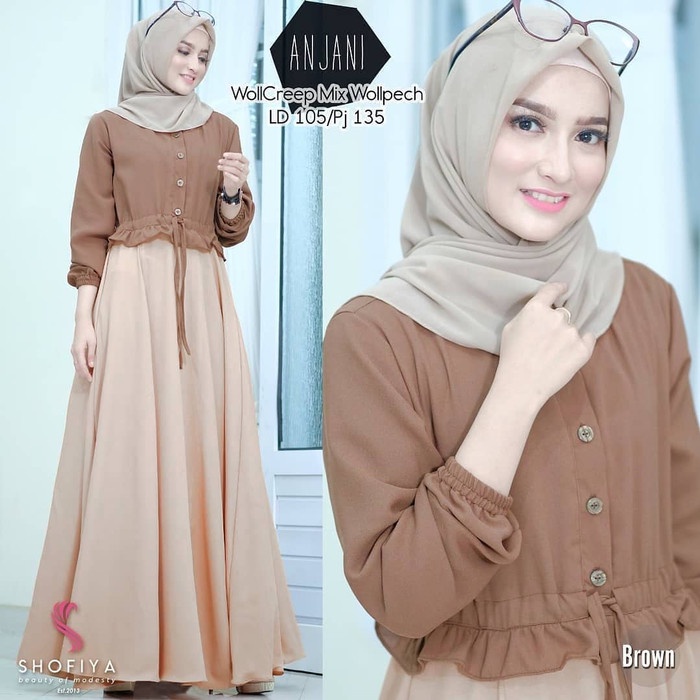 Baju Gamis Wanita Anjani Dress Fashion Muslim Modern