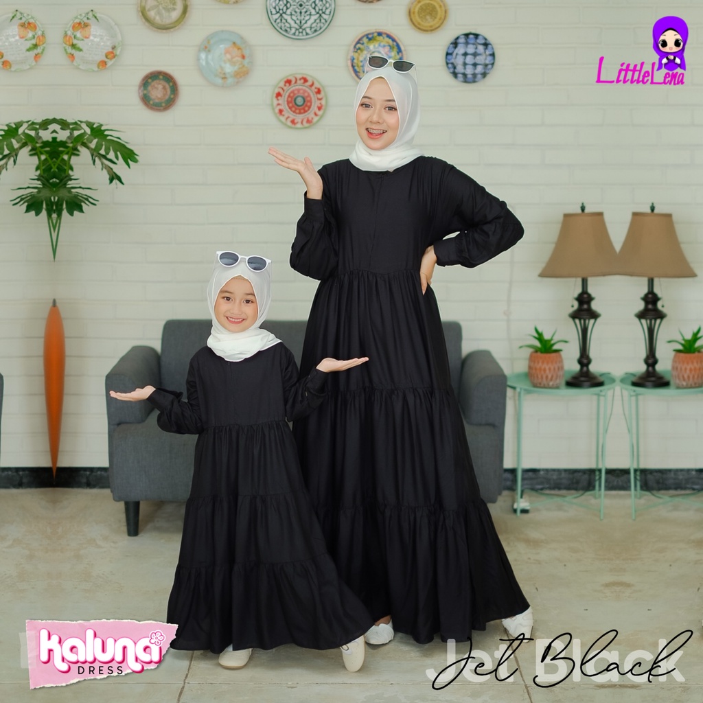 GAMIS COUPLE IBU DAN ANAK WARNA HITAM USIA 1 - 12 TAHUN BAHAN RAYON PREMIUM