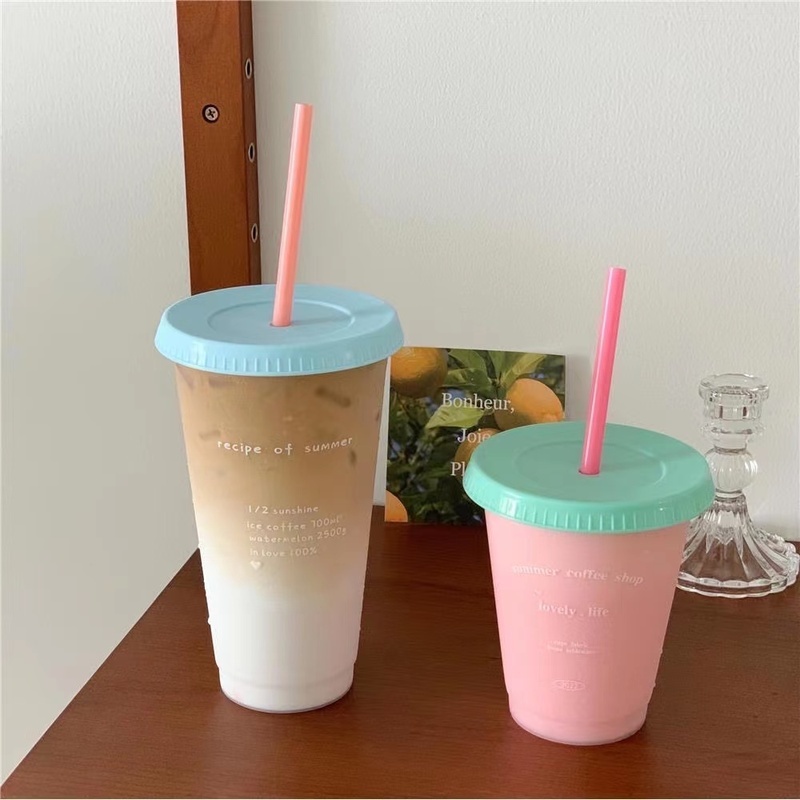 Cangkir Kopi Berkapasitas Besar Desain Kartun Anak Anjing Dengan Sedotan, Bahan Plastik