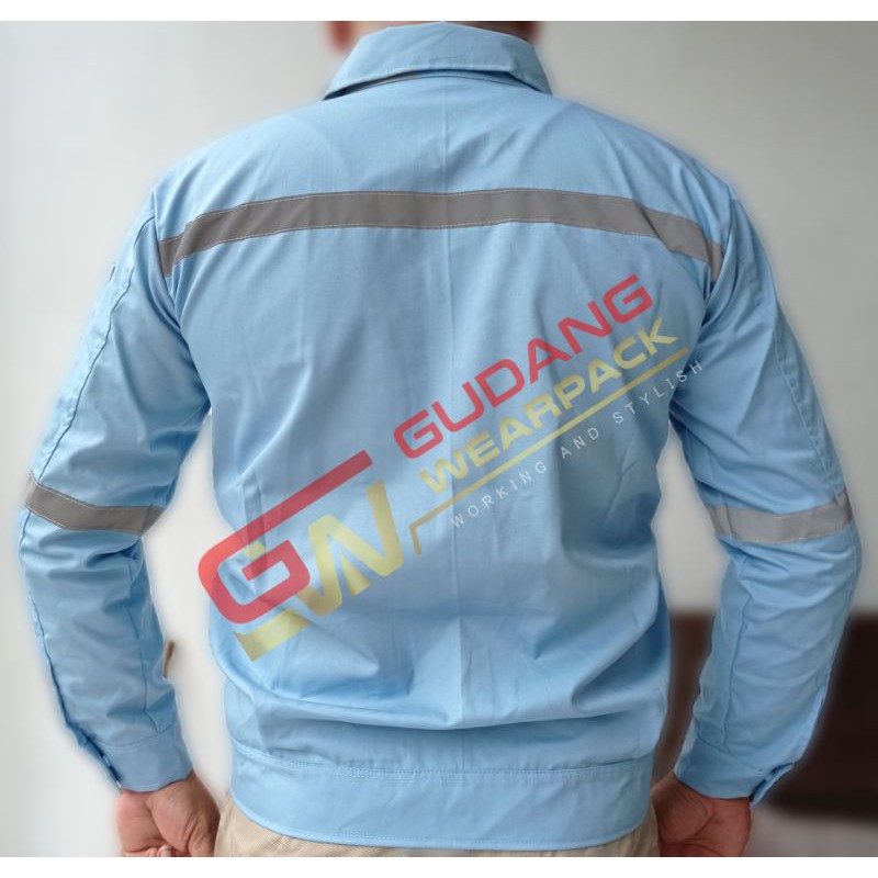 Gudang Wearpack - Baju Kerja Seragam Proyek Warna Biru Muda Telor Asin Polos