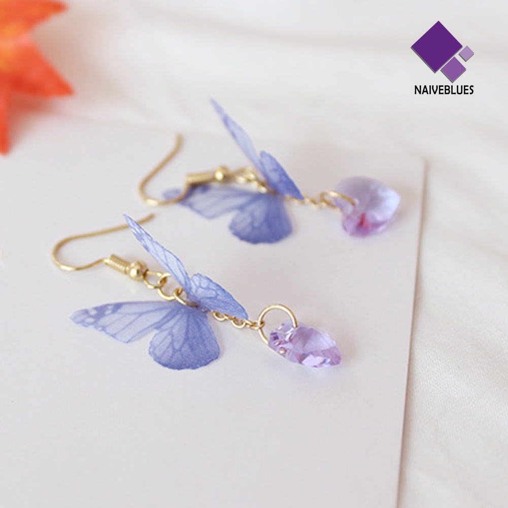 Anting Kait Model Butterfly Heart Menjuntai Gaya Elegan Untuk Wanita