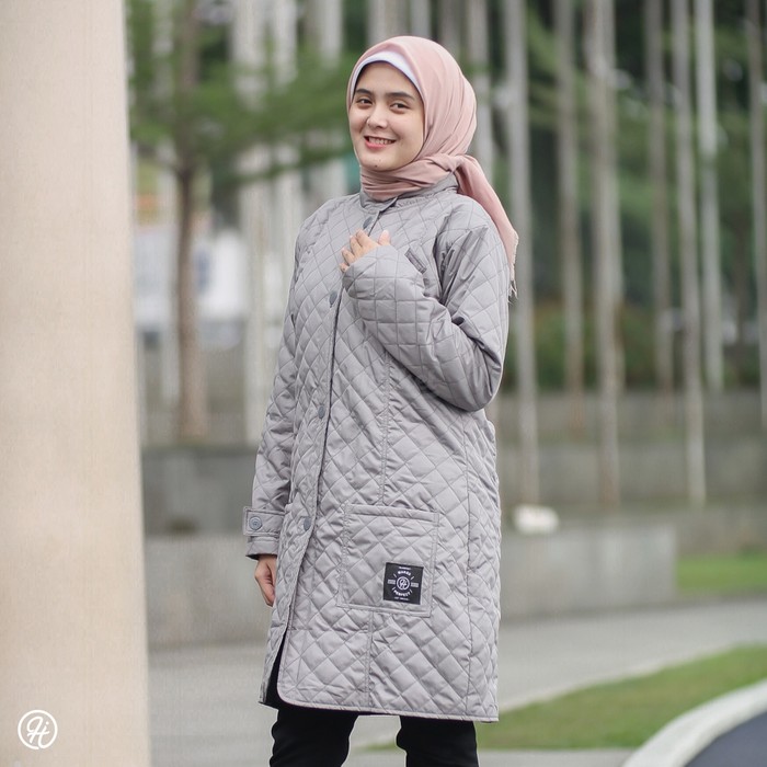 JAKET WANITA MUSLIMAH HIJACKET® BELVA ORIGINAL JAKET HIJABER INDONESIA-CLOUDGREY