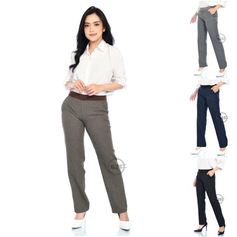 Celana Kerja Kantor Wanita Pinggang Karet Panjang Bahan Dasar Formal Hitam Polos Model Slimfit Celana Hitam Wanita Celana Kantor Wanita Celana Kerja Wanita Kantor Celana Bahan Kerja Wanita Celana Bahan Panjang Wanita Celana Hitam Panjang Wanita