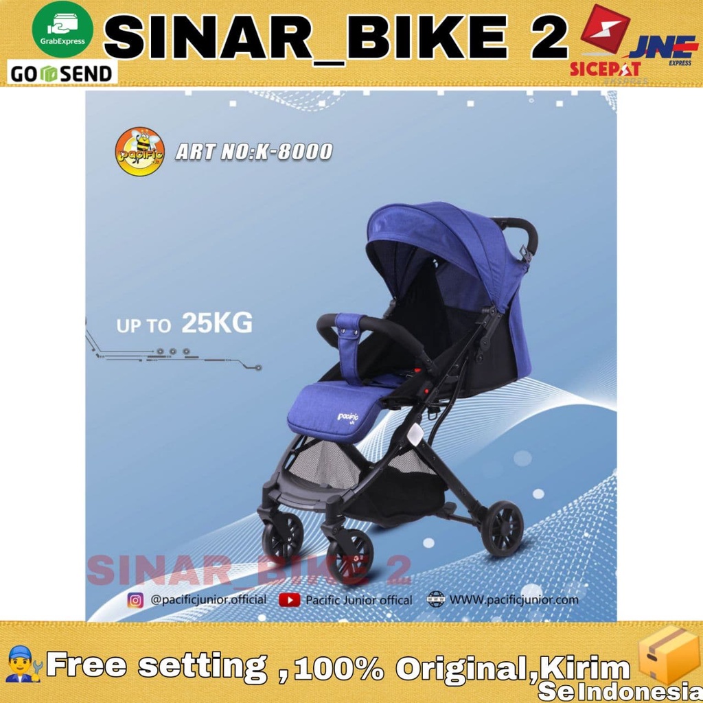 Kereta Bayi Pacific K8000 New Born-3 Tahun Duduk Rebahan Tidur One Push Fold Stroller One