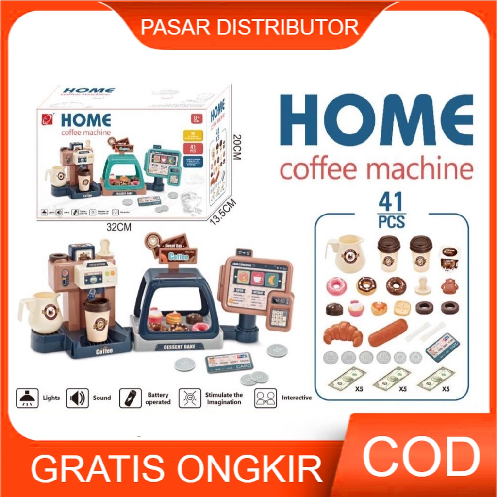 Mainan HOME COFFEE MACHINE Coffee Shop Kasir Tempat Dessert Pretend