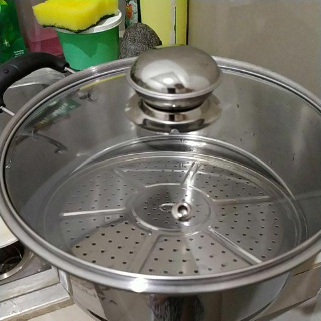 Dandang Steamer Kukusan Stainless Muliya Tutup Kaca 24 Cm