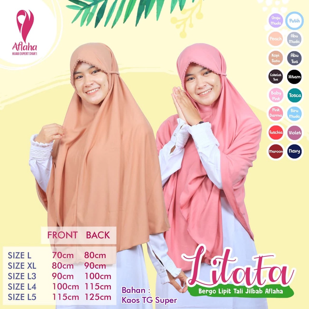 JILBAB KAOS LITAFA - Jilbab Nonpet Lipit Tali Aflaha