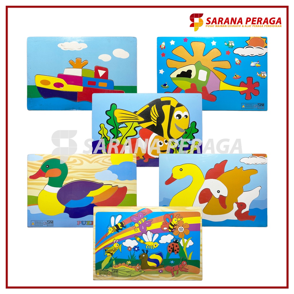 SaranaPeraga - Puzzle Transportasi Kapal laut / Puzzle Helikopter / Puzzle Hewan Bebek / Puzzle Angs