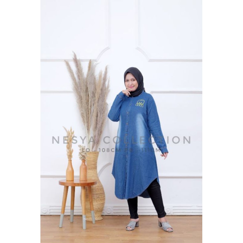 Tunik jeans wanita terbaru modern