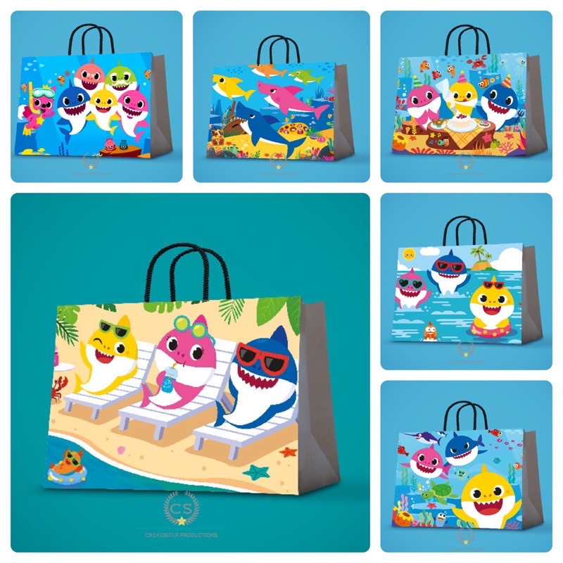 

paper bag baby shark/Paper bag kado/paper bag kertas kado/goodie bag/tas kado paper bag/paper bag kado ulang tahun/tas kertas/hampers birthday/souvenir ultah/paperbag custom/paper bag lucu/tas goodie bag/tas kado/kotak kado/kertas kado