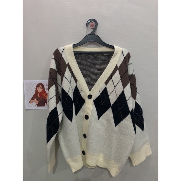 argyle cardigan