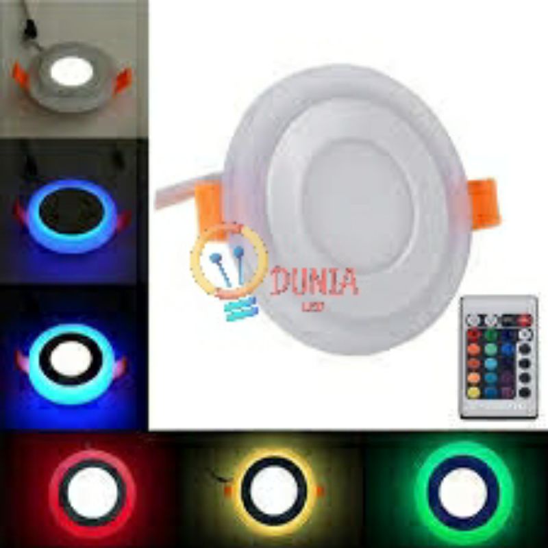 Panel Down light LED RGB 6+3 Watt Bulat Dengan Remote