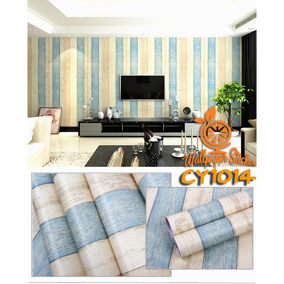 Walpaper Sticker Dinding Ruang Tamu Tembok Kamar Tidur Motif Kayu Wps200 Kayu Biru Muda Termurah