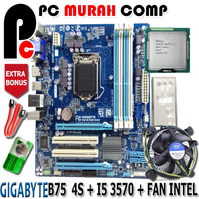 MAINBOARD MOBO MOTHERBOARD SOKET 1155 B75 GIGA4s I5 3570