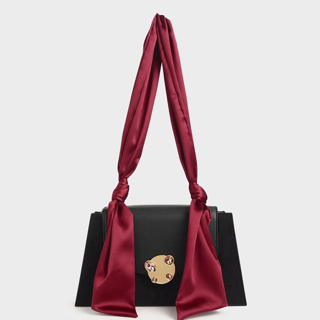 Cnk  Trigona Ribbon Shoulder Tote Bag Black Original