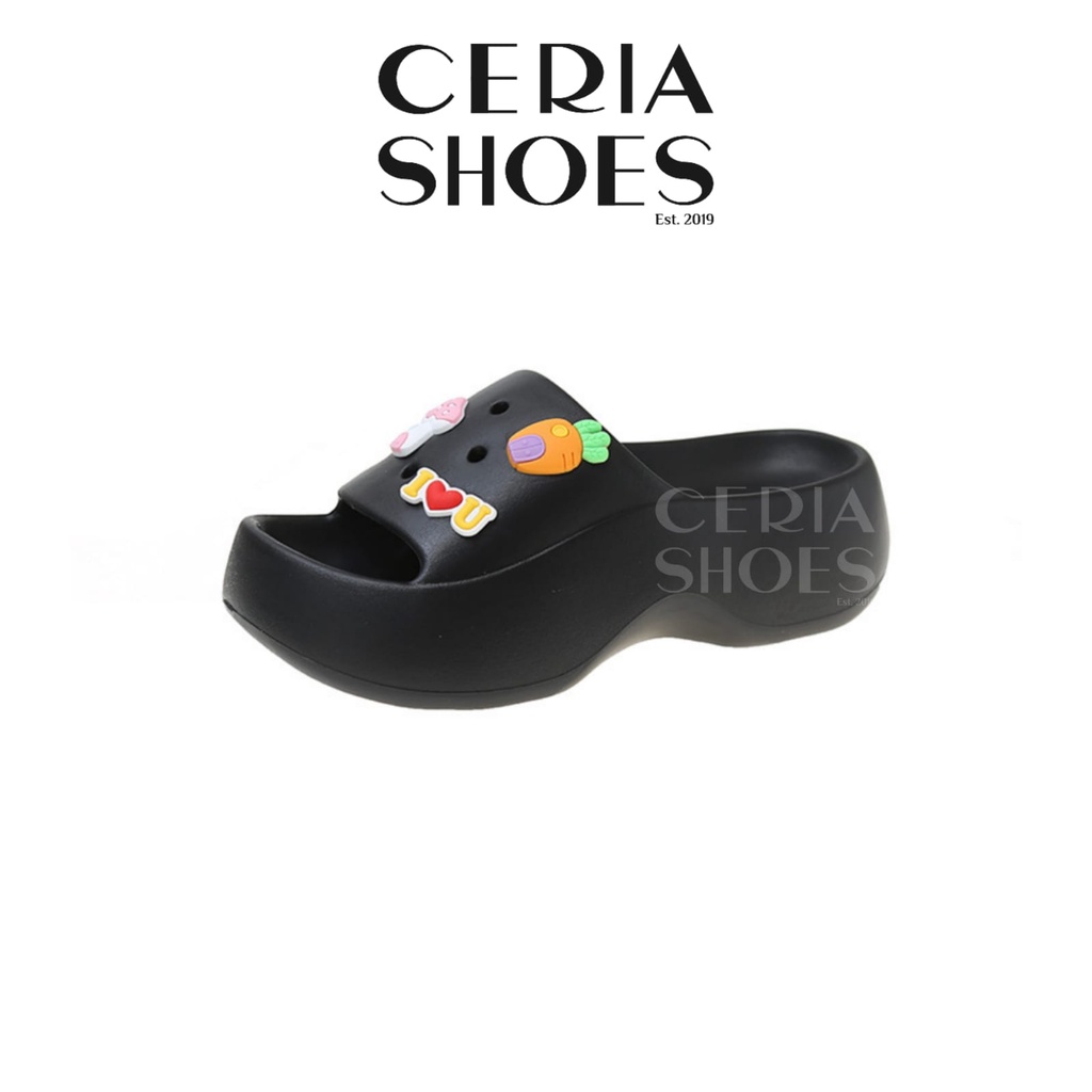 EVA Sandal Slop Wanita Wedges Import Tebal 5 Cm Carrot Jabbitz Bahan Spons Super Ringan Empuk Elastis Non-Slip Sole