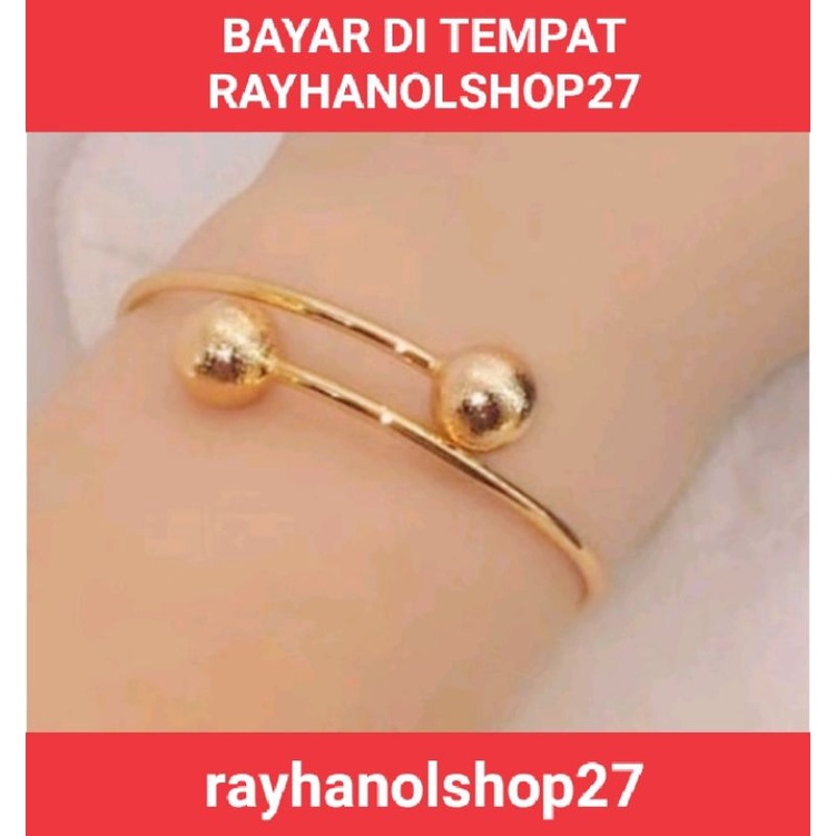 Perhiasan wanita dewasa dan remaja gelang tangan titanium motif pilihan lapis emas gold anti karat