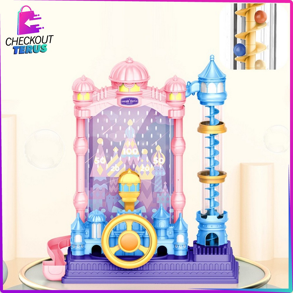 CT M218 Mainan Anak Ball Catching Games Pin Ball Board Games Castle Adventure Permainan Meja Pinball Menangkap Bola