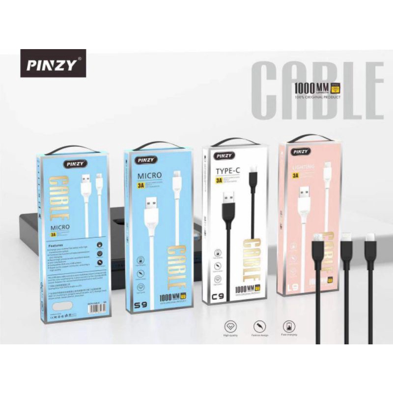 KABEL DATA PINZY TYPE C MICRO IPHONE L9 C9 S9 SUPPORT FAST CHARGER 3.0