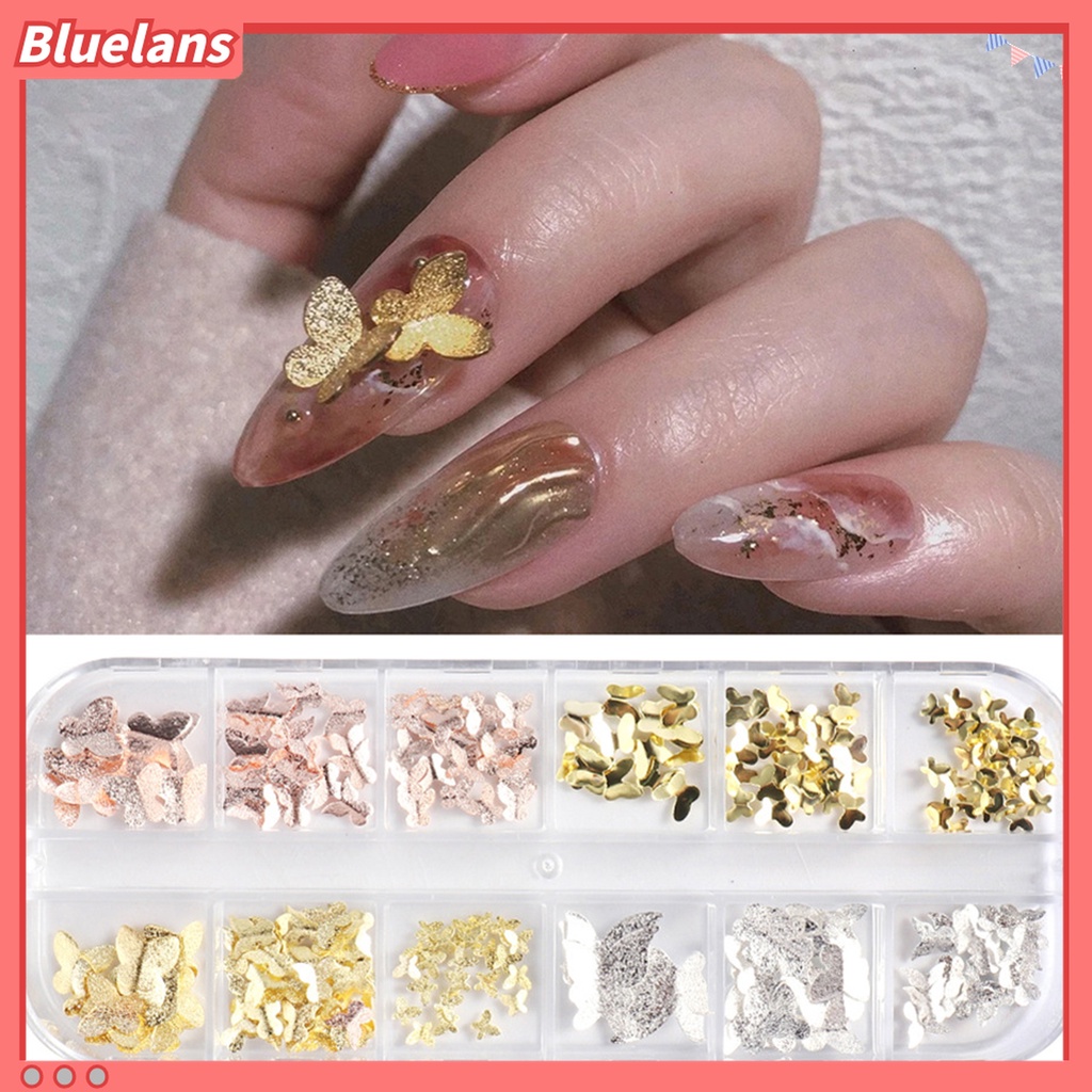 (In Stock) Kacamata Hitam Lensa Warna Warni ♡1 Kotak Ornamen Kupu-Kupu 3D Bahan Metal Tahan Karat Untuk Dekorasi Nail Art