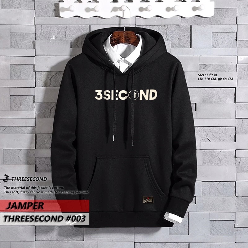 hoodie THREE SECOND Flace tebal